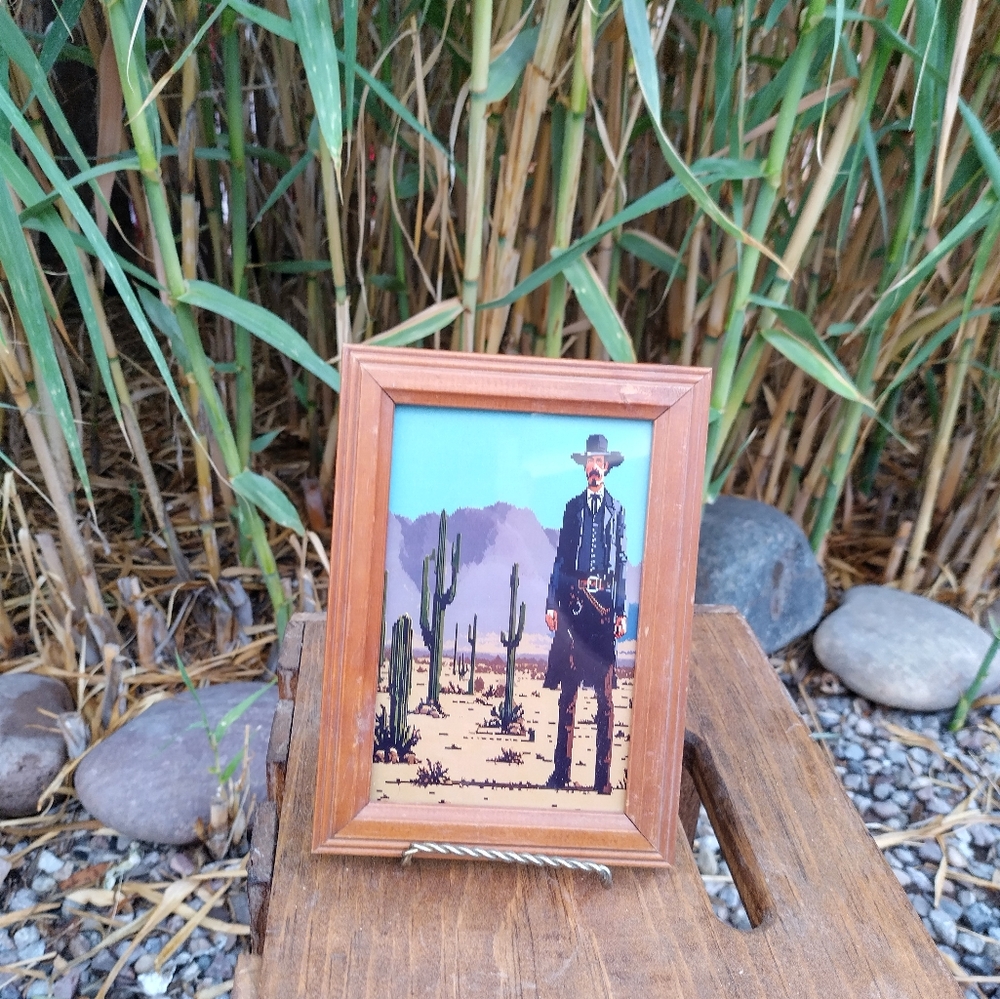 8 Bit Wyatt Earp Tombstone Arizona Framed Mini Art Print lo-fi Pixel Art